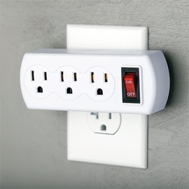 Uninex PS29UB Grounded Triple Plug Outlet On/Off Power Switch, ETL Listed, White, 2-Pack