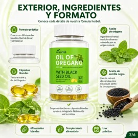 Aceite De Orégano + Semilla Negra 60 Cápsulas 6000mg