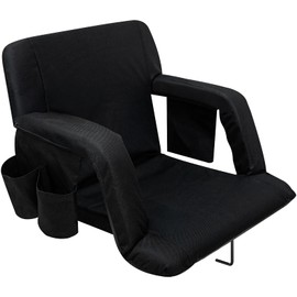 Hmlinktt Stadium Seats with Back Support, Bleacher Chairs with Comfy Cushion and Armrests, Portable Wide Stadium Chair with 4 Pockets for Sport Events, Camping, Concerts, Canoe, Kayak, Boat