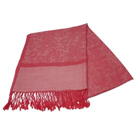 World of Shawls Jacquard Paisley Design Soft Pashmina Feel Scarf Stole Wrap Luxurious and Warm (Cool Coral)