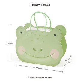 Cheerland Frog Party Favor Bags Green Paper Gift Bag Animal Theme Shaped Goodie Treat Bags for Kids Birthday Jungle Picnic Classroom Zoo Baby Shower Party Decorations 4pcs