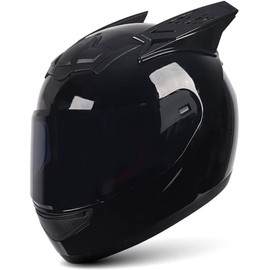 Black Motorcycle Flip-up Full Face Helmet - Retro Motocross Helmet with Sun Visor DOT Certified Off-Road ATV Motorcycle Jet Helmet for Men Women Moped Scooter Street ( Color : B , Size : M=57-58cm )