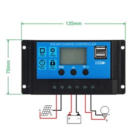 Solar Charge Controller, 60A/50A/40A/30A/20A/10A 12V 24V Car Solar Charge Controller PWM Controller (60A)