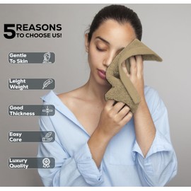 GOLD TEXTILES Wash Cloths 12 Pack Soft Rinspun Cotton Washcloths, Premium Highly Absorbent and Quick-Drying Face Towels Daily use for Showering, Gym, Spa, Hotel (12, Sand)