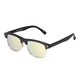 Ultra Children's Round Half Frame Sunglasses UV400 Retro Classic Half Frame Boys Girls, Black Frame, Gold Lenses