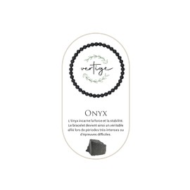 VERTIGE Lithotherapie-Armband aus natürlichen Mineralsteinen, Quelle des Wohlbefindens und des Körpers, bringt RUHE und KLARHEIT, hilft, Stress zu kanalisieren, Frau/Mann (4mm, ONYX)