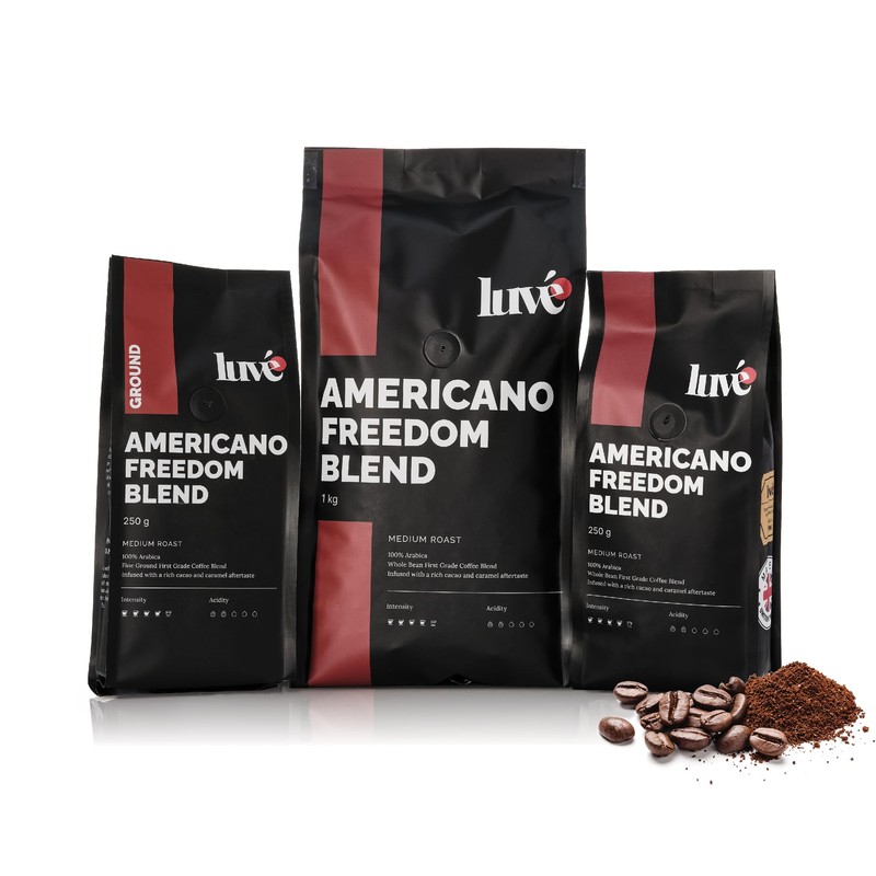 Luvé Americano Freedom Blend Ground Coffee 250g – Medium Roast