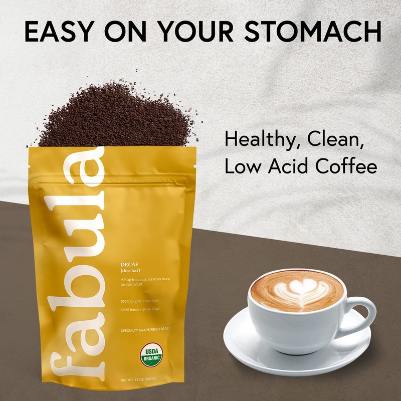 Fabula Coffee Decaf Dark Roast Freshly Ground - Organic -
