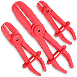 EffektWerk 3-Pc Hose Clamp Pliers Set (6”, 7.3” & 10”), Nylon Pinch Off Pliers w/Locking Ring for Automotive Repairs, Heavy-Duty Tool Set for Flexible Hoses - Brake, Coolant, Radiator & Gas Pipes