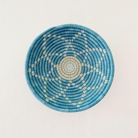 Small African Basket - Sawida/Rwanda Basket/Woven Bowl/Sisal & Sweetgrass Basket/Blue, Teal