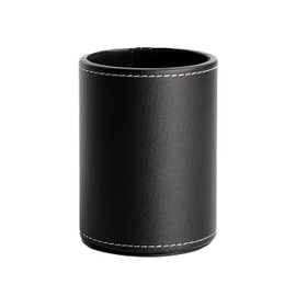 Sakuran Pen Holder, Pen Stand, Brush Holder, Desktop Pen Holder, PU Leather, Stylish Storage, Small Items, Stationery for Home and Office (Black, 1 Piece)