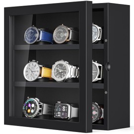 TJ.MOREE 9-Slot Watch Display Case, Wall Mount Wooden Watch Box, Vertical Storage Men’s Watch Box