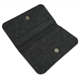 ALLNIGHT MARKET Universal Felt Wallet Case w/ Magnetic Closure Fits Most Smartphones - Dark Gray