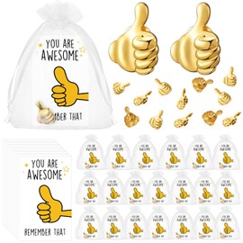 Tondiamo 40 Sets Employee Appreciation Gifts Bulk Inspirational Thumbs up Lapel Pins with Thank You Cards Organza Bags Recognition Gifts for Coworker Staff Teacher Team Employee of the Month Pin