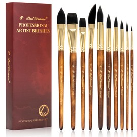 10Pcs Watercolour Brushes, Simulated Hair Artists Acrylic Paint Brush Set