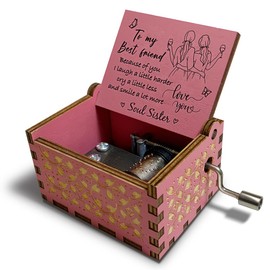 Zpvuklkl Gifts for Friends-You are My Sunshine-Unique Handcrank Wooden Music Box for Friends to be,Birthday Christmas Graduation Friendship Gifts Female Soul Sister Bestie BFF Her/Him(Pink)