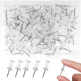 Senshuomy Colorful Push Pins for Bulletin Board, Heavy Duty Thumb Tacks for Notice Board, Rust-Resistant Map Tacks in Plastic Storage Box, Perfect for School and Office Use(200 PCS/Clear)