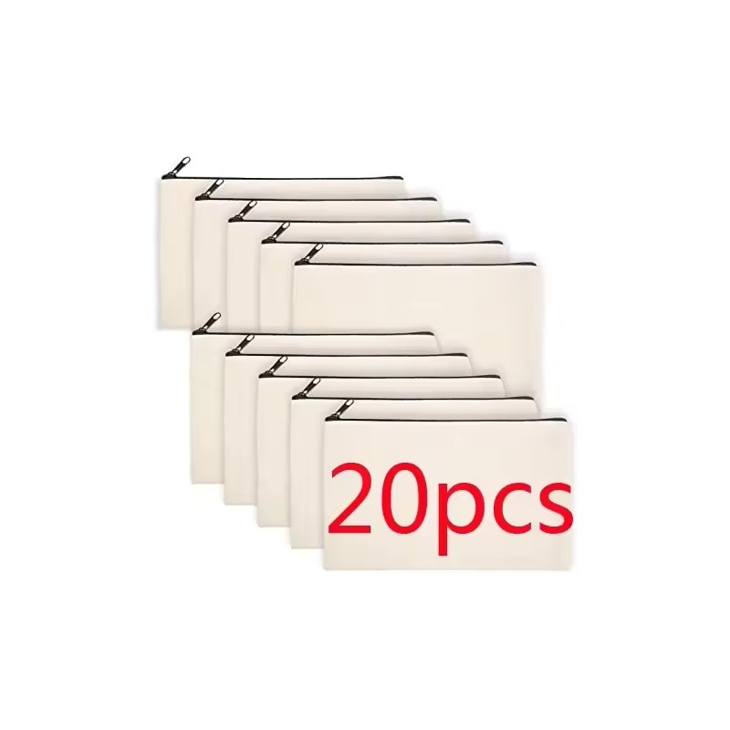 Blank Canvas Zipper Pouches for DIY Crafts, 8.27 × 4.72