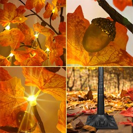 6FT LED Fall Tree with Lights, LED Lighted Maple Tree with Timer, LED Maple Tree with Lights for Fall&Thanksgiving Decor, Prelit Artificial Maple Tree for Outdoor&Indoor Decor.
