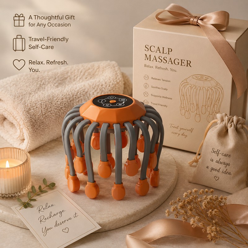 20-Head Scalp Massager for Relaxation – Vibration Head Scratcher with