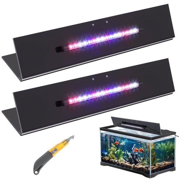 Sieral Aquarium Lids Polycarbonate Canopy with LED Light 2 Pcs
