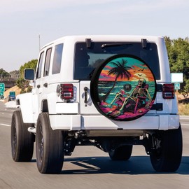 Delerain Spare Tire Cover with Backup Camera Hole Skeleton Beach Chair Wheel Covers Waterproof Dust-Proof UV Sun Universal Fit for Trailer RV SUV Truck (18 Inch for Diameter 32"-34")
