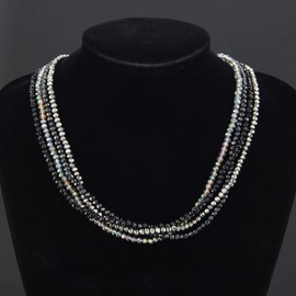 Noessla Multi-layer Crystals Beaded Choker Necklace for Women Colorful Boho Statement Necklace Trendy Costume Party Jewelry Mothers day Gifts for Mom(Black)