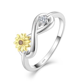 STARCHENIE 925 Sterling Silver Infinity Sunflower Ring for Women Size 9