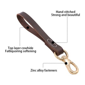 DONGKER 11.8" Short Dog Leash, Leather No Tangle Dog Leash Padded Handle with 360° Rotating Hook for Medium Large Dogs Training Walking