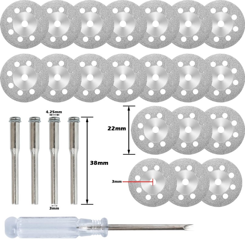 VLYX 545 Diamond Cutting Wheels (20PCS) + 3mm Mandrel (4PCS)