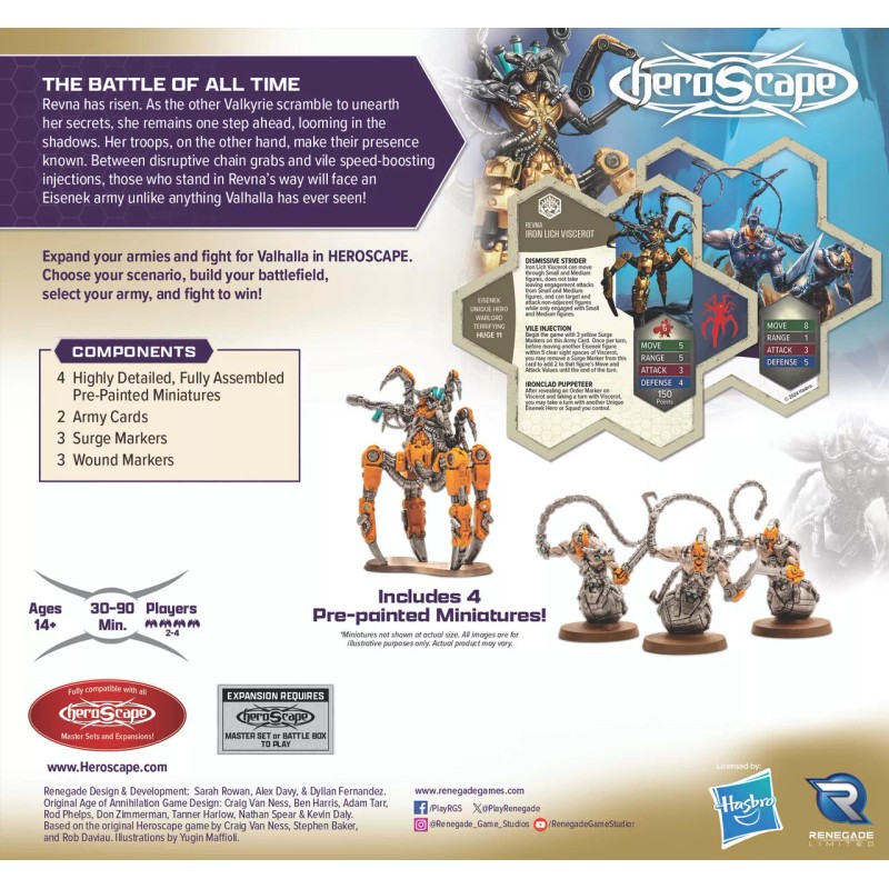 Renegade Game Studios Heroscape Revnas Rebuke Iron Lich Viscerot &