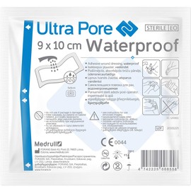 Medrull 100% Waterproof Wound Plaster, 9 x 10 cm, Ultra Pore Waterproof Plaster, Sterile, Transparent, Strong Hold, Protects Against Cuts and Scratches, Ideal for Showering, Sports, Bathing, Pack of