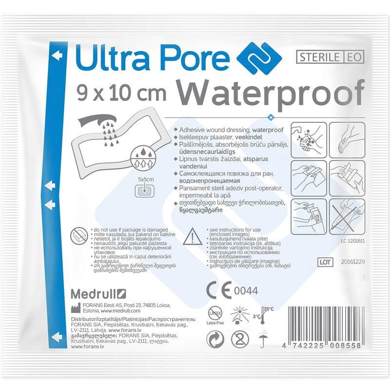 Medrull 100% Waterproof Wound Plaster, 9 x 10 cm, Ultra