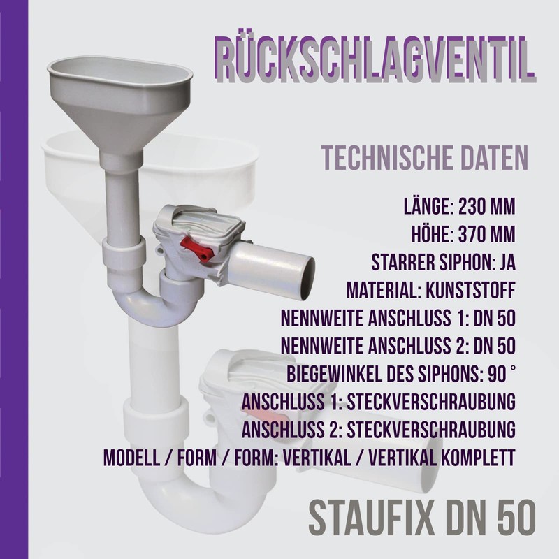 Kessel Staufix 73053 U-Odour Trap with Check Valve for Heating