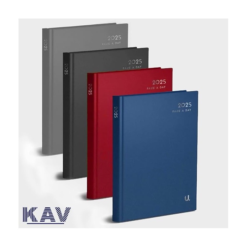 A4 Page a Day 2025 Diary, Assorted Hardback Classic Colours