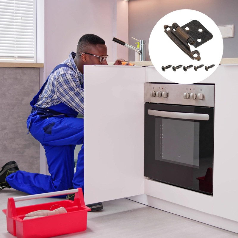 sourcing map Cabinet Kitchen Inset Hinges, 2Pcs 1/2" Overlay Semi-Concealed