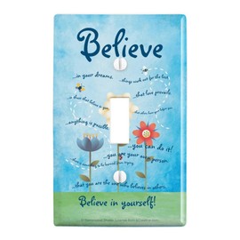 GRAPHICS & MORE Believe in Yourself Dreams Anything Possible Inspirational Plastic Wall Decor Toggle Light Switch Plate Cover