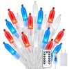Red White Blue String Lights Plug in with Adapter,200 LED