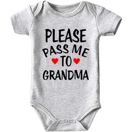 Brief Turbo Please Pass Me To Grandma Baby Girls Boys Bodysuit Newborn onesie Short Sleeve Infant Romper gray 3months