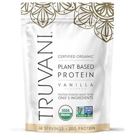 Truvani Proteína de guisante vegana en polvo  Vainilla  20 g de proteína vegetal orgánica  10 raciones  Cetogénica  Sin gluten ni lácteos  Baja en... 