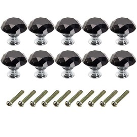 Longsing Chest of Drawers Crystal Knobs 10 Pieces 30 mm Diamond Glass Crystal Drawer Pulls with Screw for Home Office