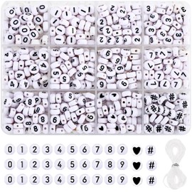 Srechee 700+Pcs Acrylic Number Beads in 12 Grid Box White 4x7mm Round Beads 0 to 9 Loose Beads or Name Bracelets Necklaces Key Chains DIY Jewelry Making