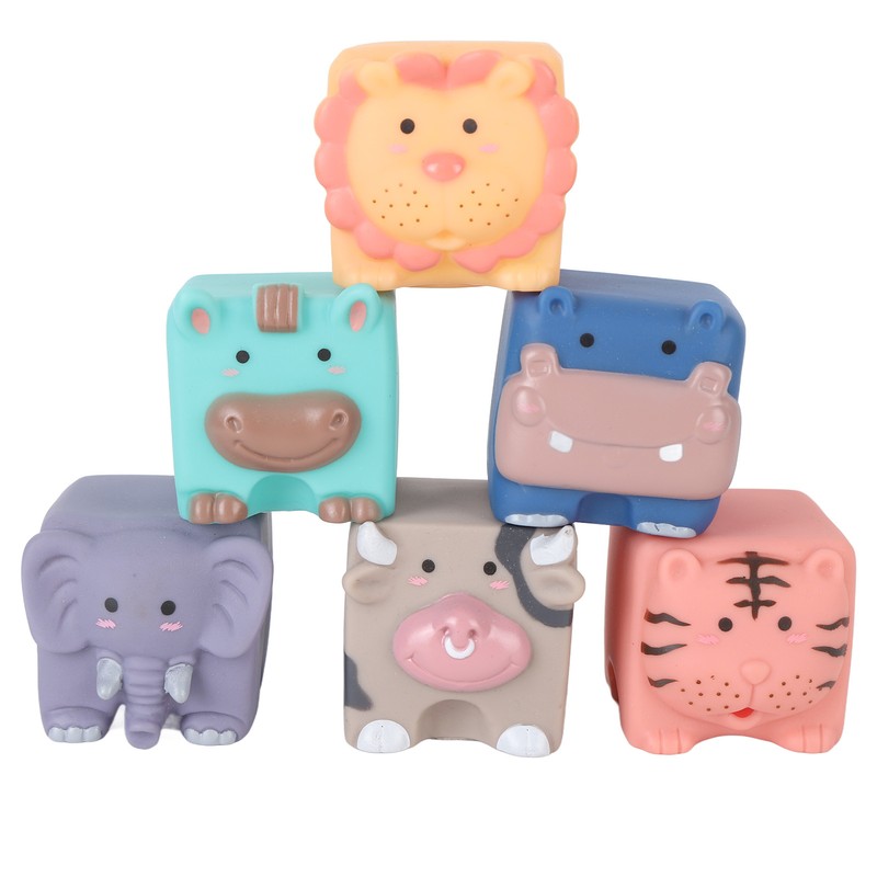 12PCS Children Silicone Building Blocks Soft DIY Educational Chewable Animals