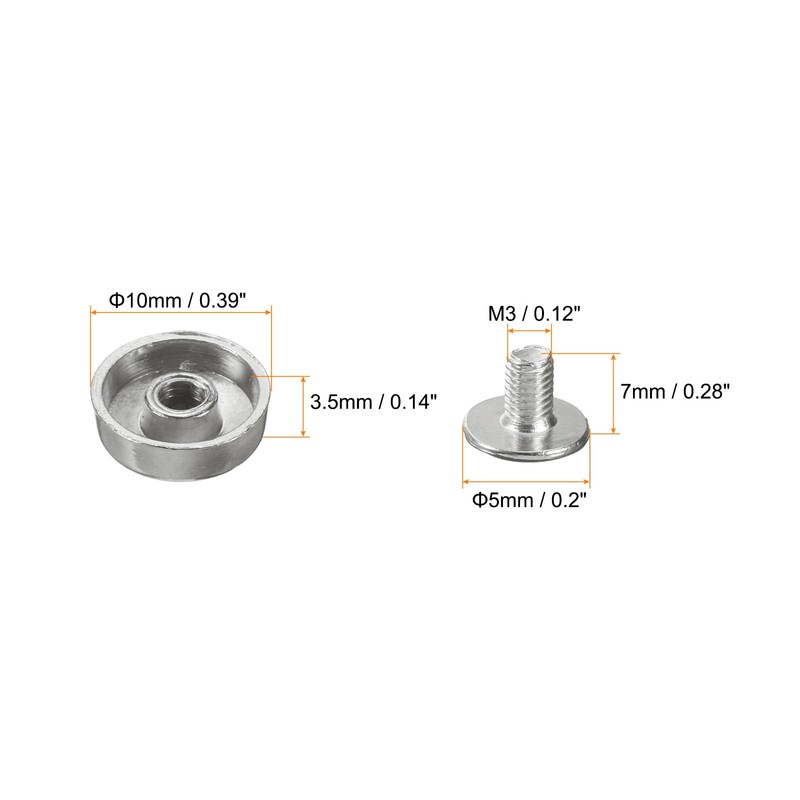 sourcing map 20set Flat Head Stud Spike 10mm Alloy Purse