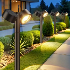 Ahaorigin 4 Pack Bright Solar Lights Outdoor, Adjustable 8-Head Pathway Light Solar Powerd, 3X Larger Lighting Area & 1200mAh, 18 LED Garden Lighting for Outside Landscape Yard Walkway Lawn Patio