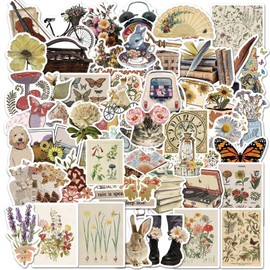 BSITSSS 100 PCS Vintage Stickers, Cute Sticker Pack, DIY Scrapbooking Stickers, Vinyl Waterproof Scrap Book Stickers, Aesthetic Stickers for Laptop Scrapbook Notebook Guitar Suitcase Skateboard