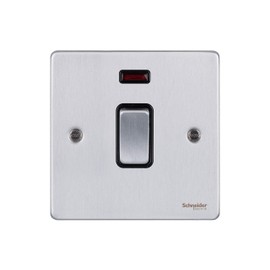 Schneider Electric GU2511BBC Ultimate Low Profile Brushed Chrome Black Insert 20AX DP Switch + neon