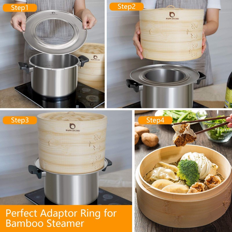 HAPPi STUDIO Steamer Ring Stainless Steel Adapter for 8 to