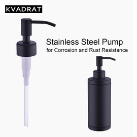Kmeino Matte Black Soap Dispenser for Kitchen & Bathroom, Classical Hand Lotion Dispenser Stainless Steel Countertop Hand Soap Dispenser 10oz/300mL Cylindrical Liquid Bottle