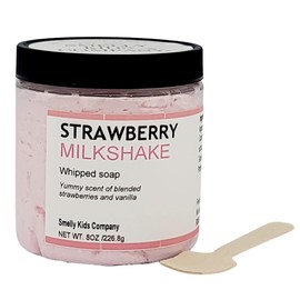 Smelly Kids Company Moisturizing Whipped Soap- Kid Friendly Cream Body Wash| Hand Wash| Shave Butter, For all skin types| No Sulfates, No Parabens, Cruelty-Free|8oz (Strawberry Milkshake))